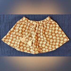 Rylee + Cru Brown Skirt with Cream Daisy Print